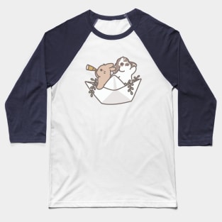 Bunnies in Paper Boat Baseball T-Shirt